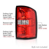 G-PLUS Tail Lights w/o Bulbs Fit GMC Sierra 1500 2014-2018, Fit GMC Sierra 2500 HD 3500 HD 2015-2019 84288725, GM2801281C Red Lens Right Passenger Side Luces Traseras Faros TraserosAssembly