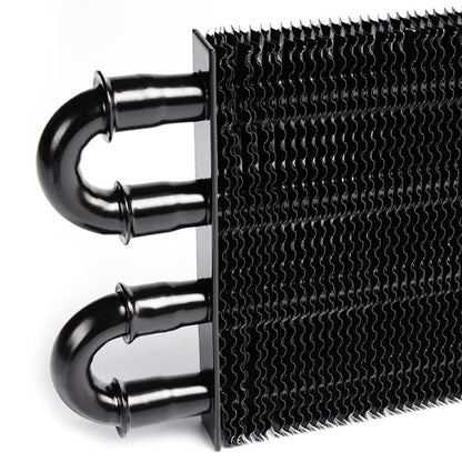 G-PLUS 4 Row AN6 Universal Aluminum Remote Transmission Oil Cooler/Auto-Manual Radiator Converter Black