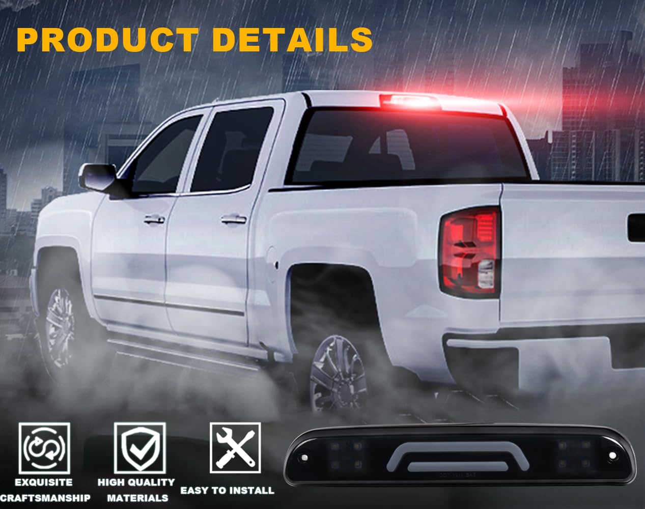 G-PLUS LED Third Brake Light Compatible with Ford F250 F350 F450 F550 Super Duty 1999-2016 Rear 3RD Cargo Led Tail Lamp Smoky Lens Black Housing Tersera Luz De Freno
