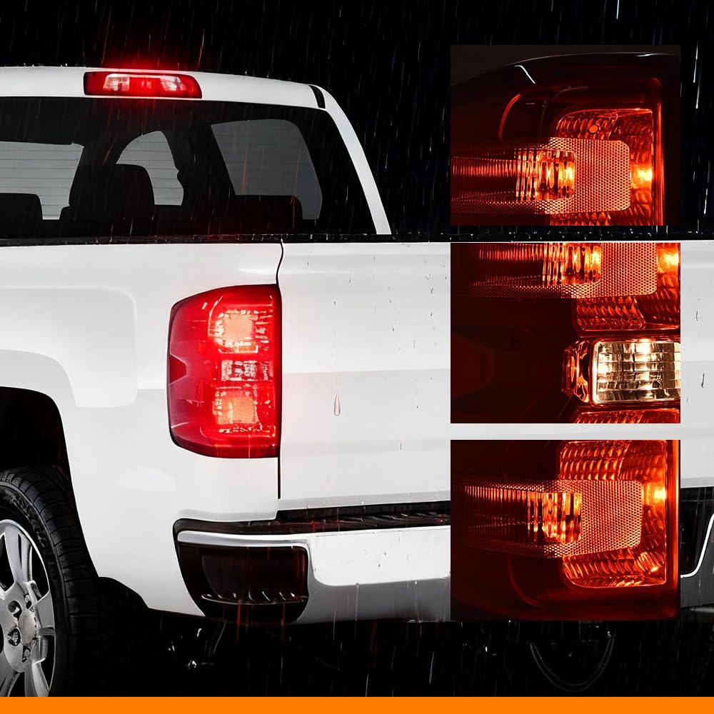 G-PLUS Tail Lights Assembly W/o Bulbs Red Lens Compatible with Chevy Silverado 2014-2019/Fit GMC Sierra 2015-2019 Tail Lamps Brake Lamp Driver Side Luces Traseras Rear Brake Lamps Assembly