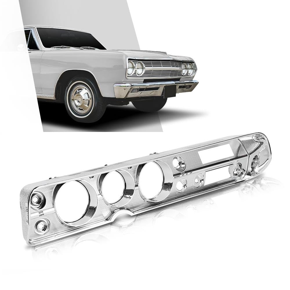 G-PLUS Dash Bezel Compatible with 1965 Chevy Chevelle El Camino with A/C Silver