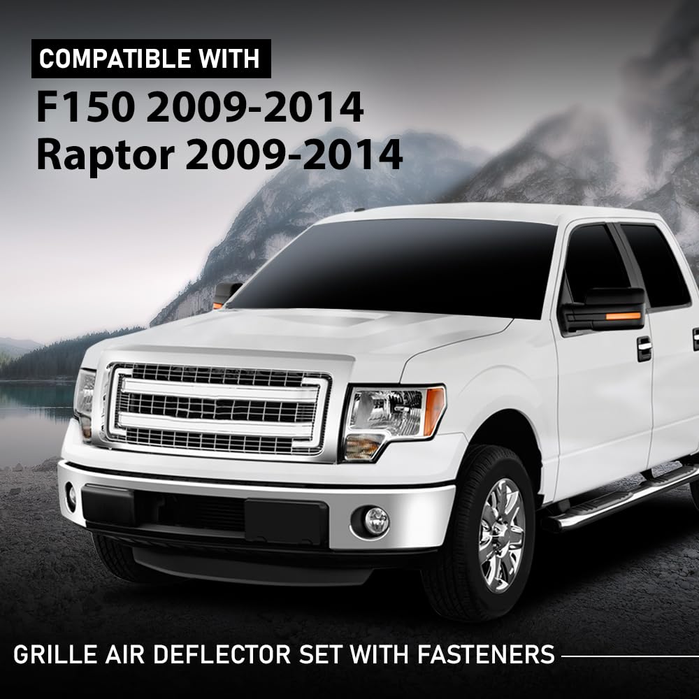 G-PLUS 3pcs Grille Air Deflector Set with Fasteners Compatible with Ford F150 2009-2014,Fit Ford Raptor 2009-2014 FO1218114