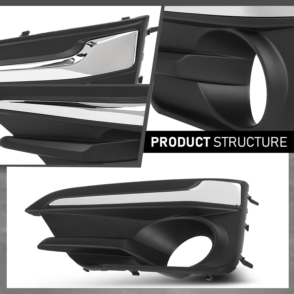 G-PLUS Front Left Fog Light Bezel Cover, Compatible with Subaru Impreza 2017-2019, Fit Models W/Chrome Trim, Driver Side, 57731FL050, SU1038113