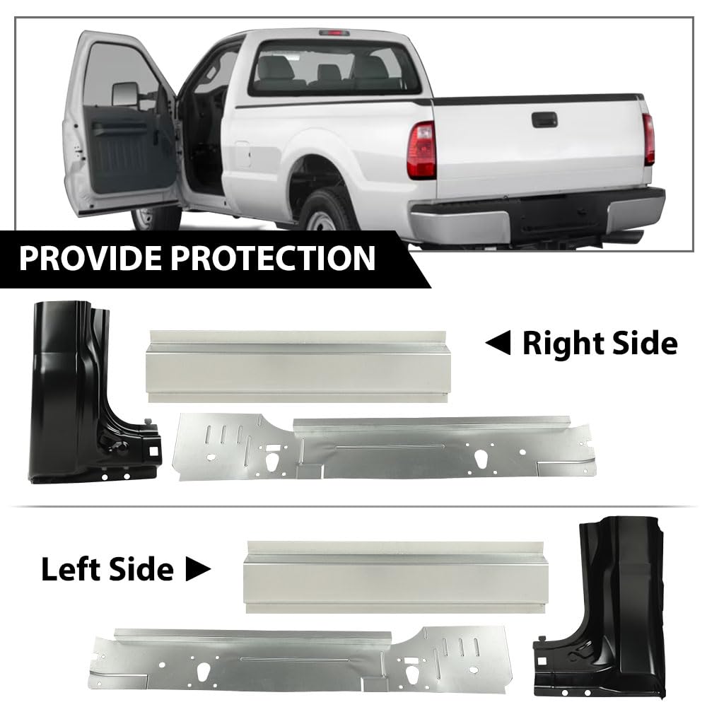 G-PLUS Rocker Panel Inner & Cab Kit Compatible with Ford F250 F350 F450 Super Duty 2 Door Regular Cab 1999-2016/Fit for Regular Cabs Only/Not Fit Extended Cabs or Crew Cabs 6 PCS, Black