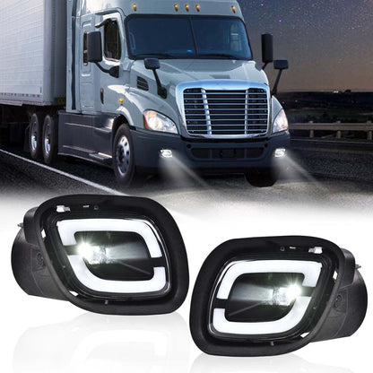 G-PLUS LED Fog Lights Compatible with Freightliner Cascadia 2008-2017 (For Models Without Daytime Running Lights) LH & RH LED Fog Lamps White Light Clear Lens Black Housing