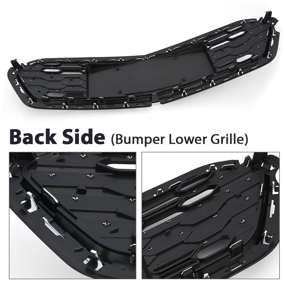 G-PLUS Honeycomb Grille Mesh Assembly Compatible with Chevy Cruze 2016-2018 Black Covers Automotive Car Front Bumper Lower