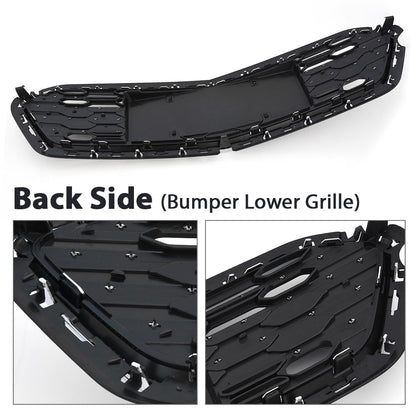 G-PLUS Honeycomb Grille Mesh Assembly Compatible with Chevy Cruze 2016-2018 Black Covers Automotive Car Front Bumper Lower