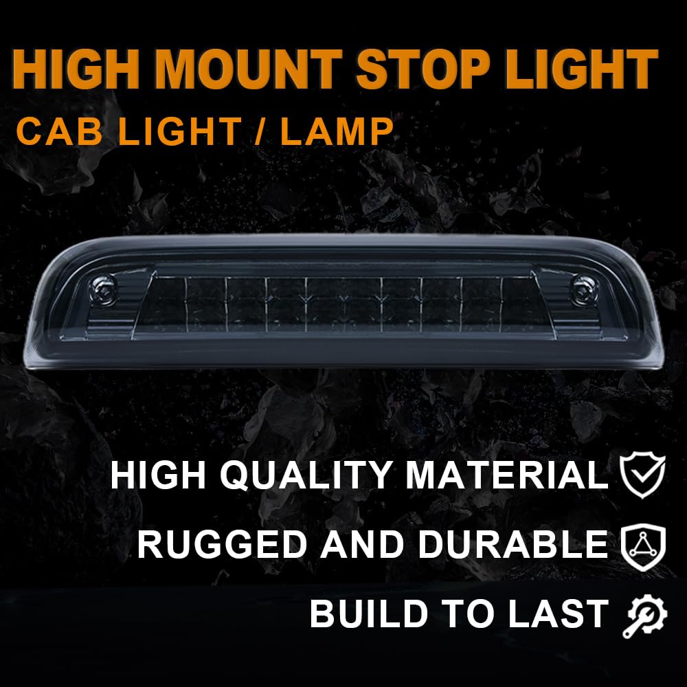 G-PLUS Rear Roof Center LED Third 3rd Brake Cargo Light Compatible with Chevy Silverado GMC Sierra 1500 2500 HD 3500 HD 2014 2015 2016 2017 2018 (Smoke Lens)