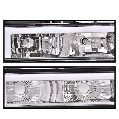 G-PLUS LED DRL headlights, Compatible with 1994 1995 1996 1997 1998 1999 GMC C1500 K1500 Yukon bumper Headlamp, Clear lens Chrome Housing Amber Reflector