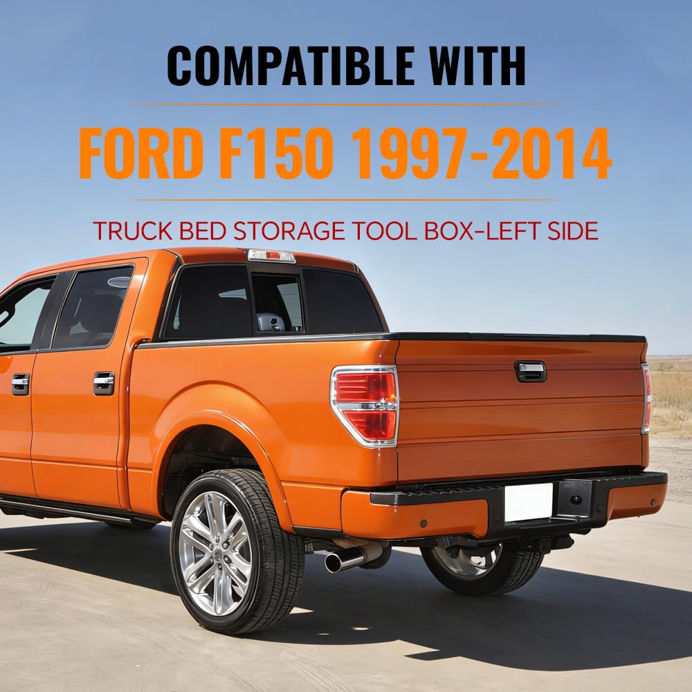 G-PLUS Truck Bed Storage Box Tooling Box Case Left Driver Side Compatible with Ford F150 1997 1998 1999 2000 2001 2002 2003 2004 2005 2006 2007 2008 2009 2010 2011 2012 2013 2014 Black