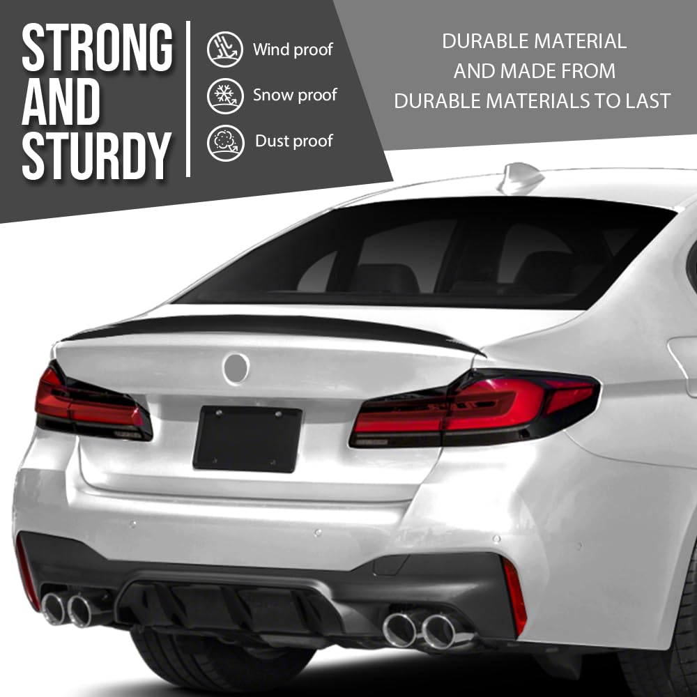 G-PLUS Rear Trunk Spoiler Wing Compatible with BMW G30 5 Series 4 Door Sedan 2017-2023 Compatible with BMW F90 M5 2018-2023 Rear Trunk Spoiler Wing Lip Glossy Black