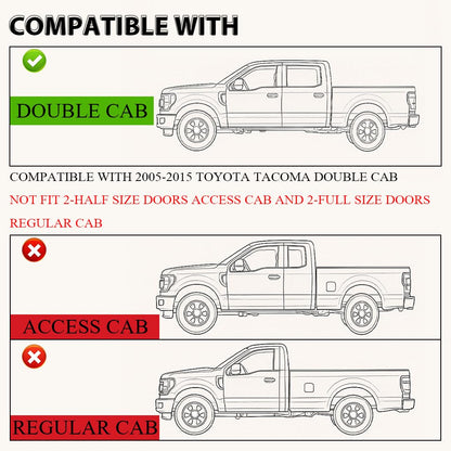 G-PLUS Floor Mats Compatible with Toyota Tacoma 2005-2015 Double Cab All Weather Full Cover Protection TPE Car Floor Cargo Liners Accessories 3 Piece,Black