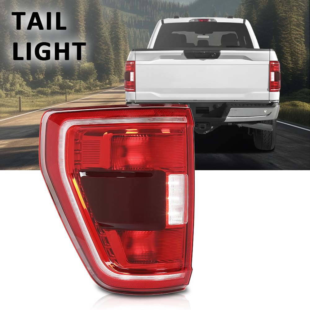 G-PLUS LED Tail Light Rear Brake Lamp Left Compatible with Ford F150 XLT 2021-2023 w/Blind Spot Fit for w/Factory Incandescent Model ML3Z13405C, ML3Z-13405-C Red Lens