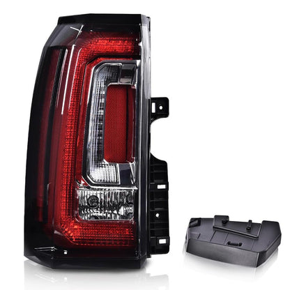 G-PLUS LED Rear Left Tail Light Assembly Fit GMC Yukon/Yukon XL (Denali, SLE, SLT) 2015-2018, Left Driver Side Rear Brake Lamp, Clear Lens Red/Black Housing, GM2800268