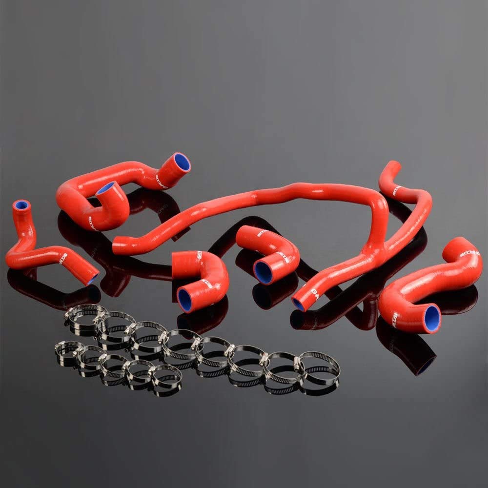 G-PLUS Silicone Radiator Coolant Pipe Hose Kit Clamps Compatible With BMW E30,Silicone Induction Intakepipe Hose Kit,Red