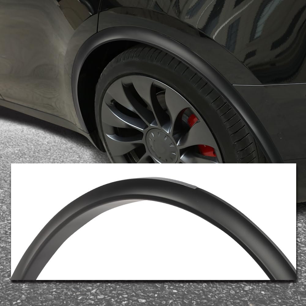 G-PLUS Fender Flares Compatible with Tesla Model Y 2020 2021 2022 2023 2024 Wheel Opening Molding Arch Trim 4PCS Matte Black