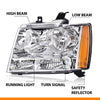 G-PLUS Headlights Assembly Compatible with Chevy Tahoe Subarban Avalanche 2007-2014 Set Pair Bumper Corner Headlamps Left & Right Clear Lens Chrome Housing Amber Reflector,faros delanteros