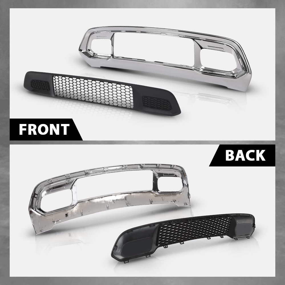 G-PLUS Front Lower Grille & Bumper Grill Bezel Chrome Compatible with Jeep Grand Cherokee 2017-2022 5ZM53SZ0AA