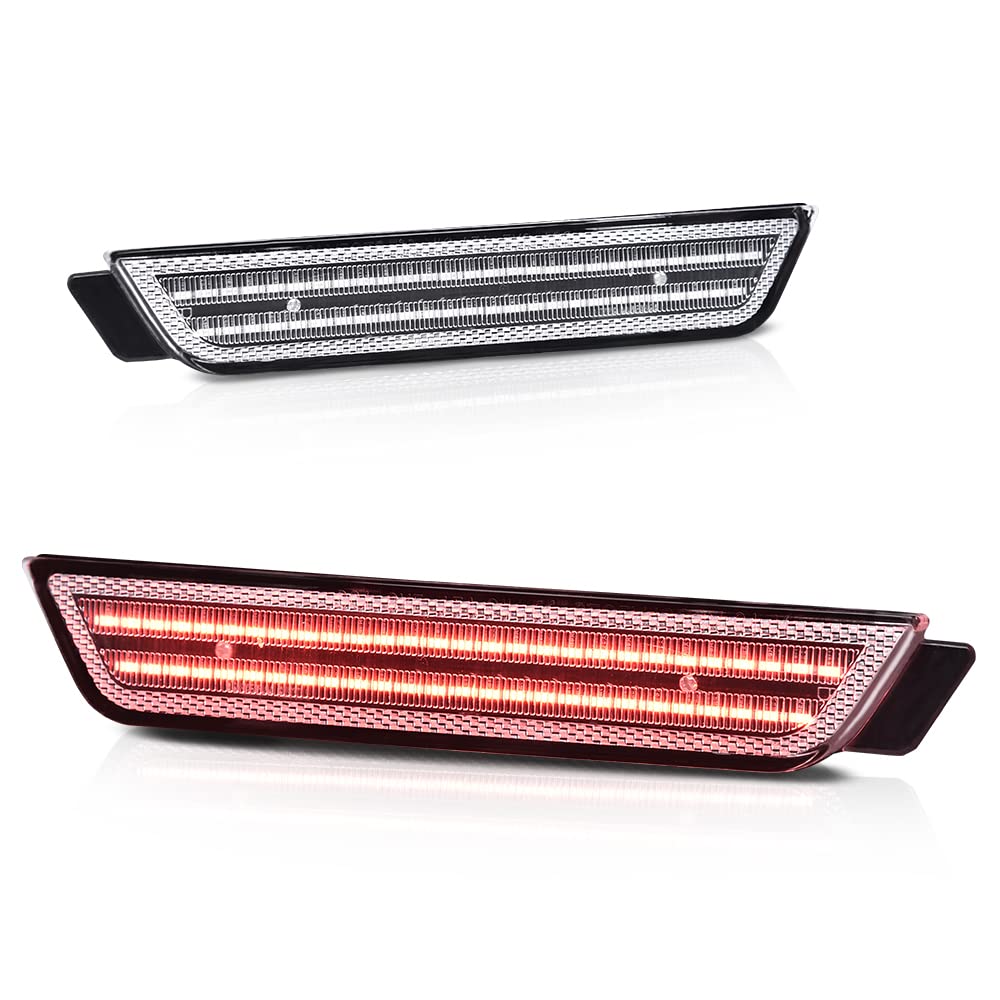 G-PLUS Rear Fender LED Side Marker Light Lamp Pair White Lens Compatible with Chevy Camaro LS | LT | SS | Z/28 | ZL1 2010-2015 92246253, 92246252