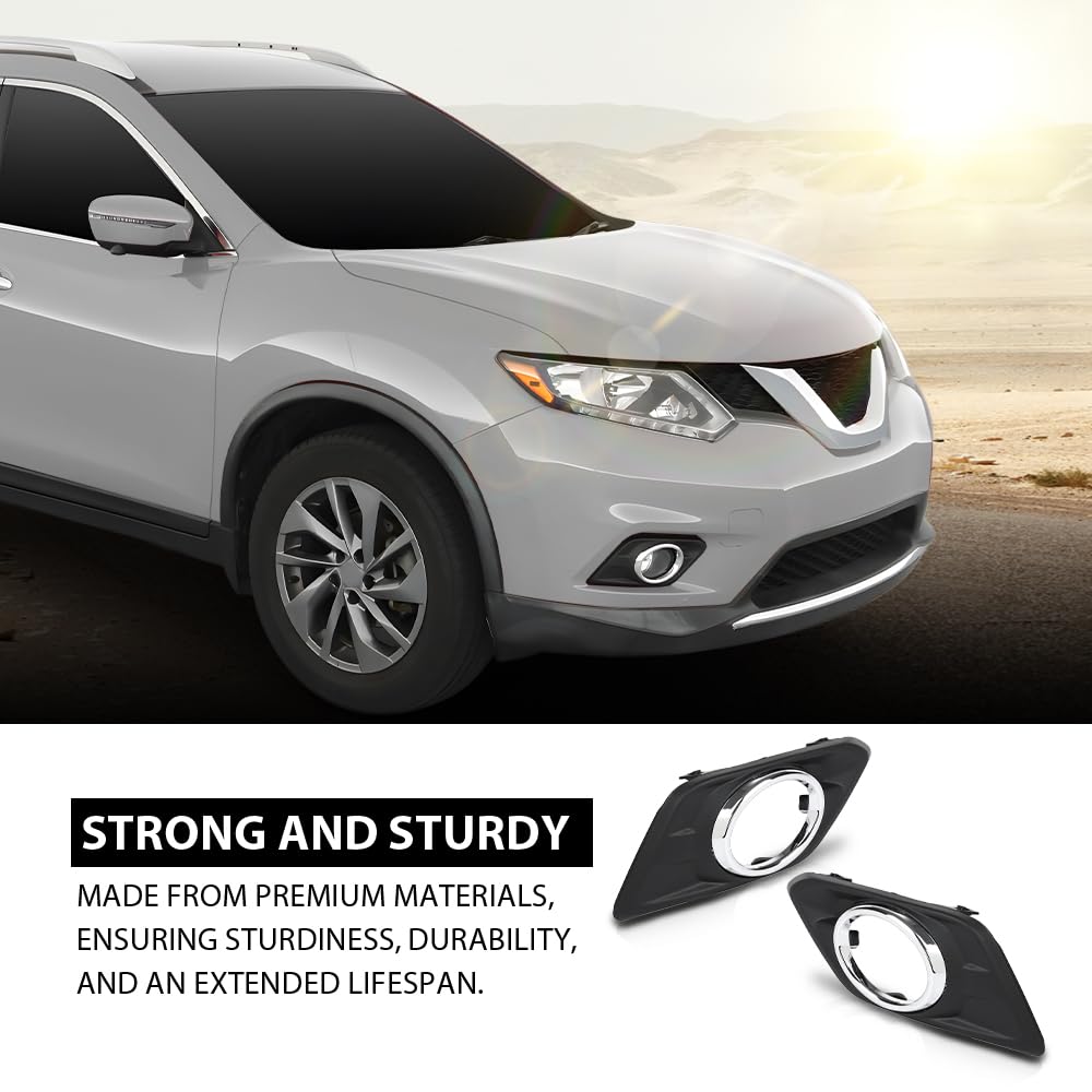 G-PLUS Fog Light Bezel Covers Trim Left + Right Driver Passenger Compatible with Nissan Rogue 2014-2016