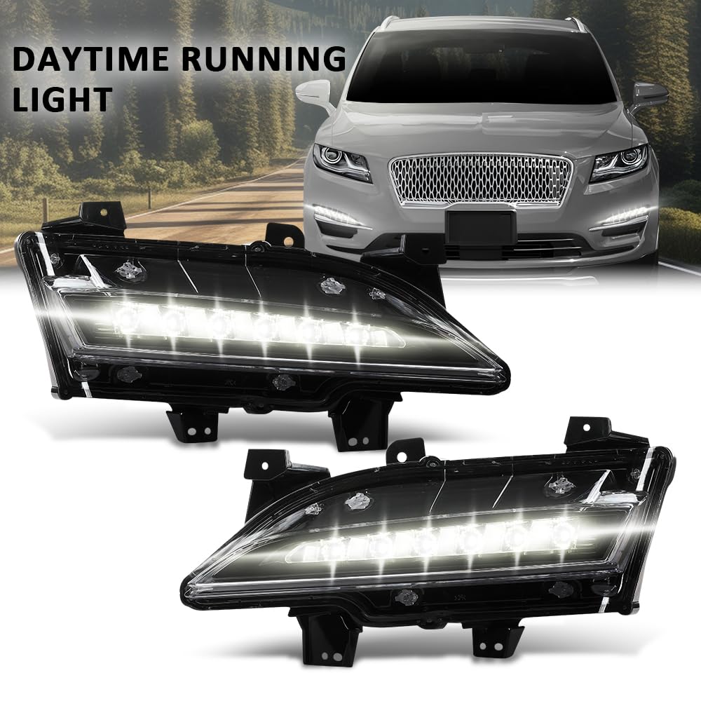 G-PLUS Pair LED Fog Lights Daytime Running Lamps, Compatible with Lincoln MKC 2015-2019, LH Driver & RH Passenger Side 2PCS, EJ7Z13200D, FO2562100