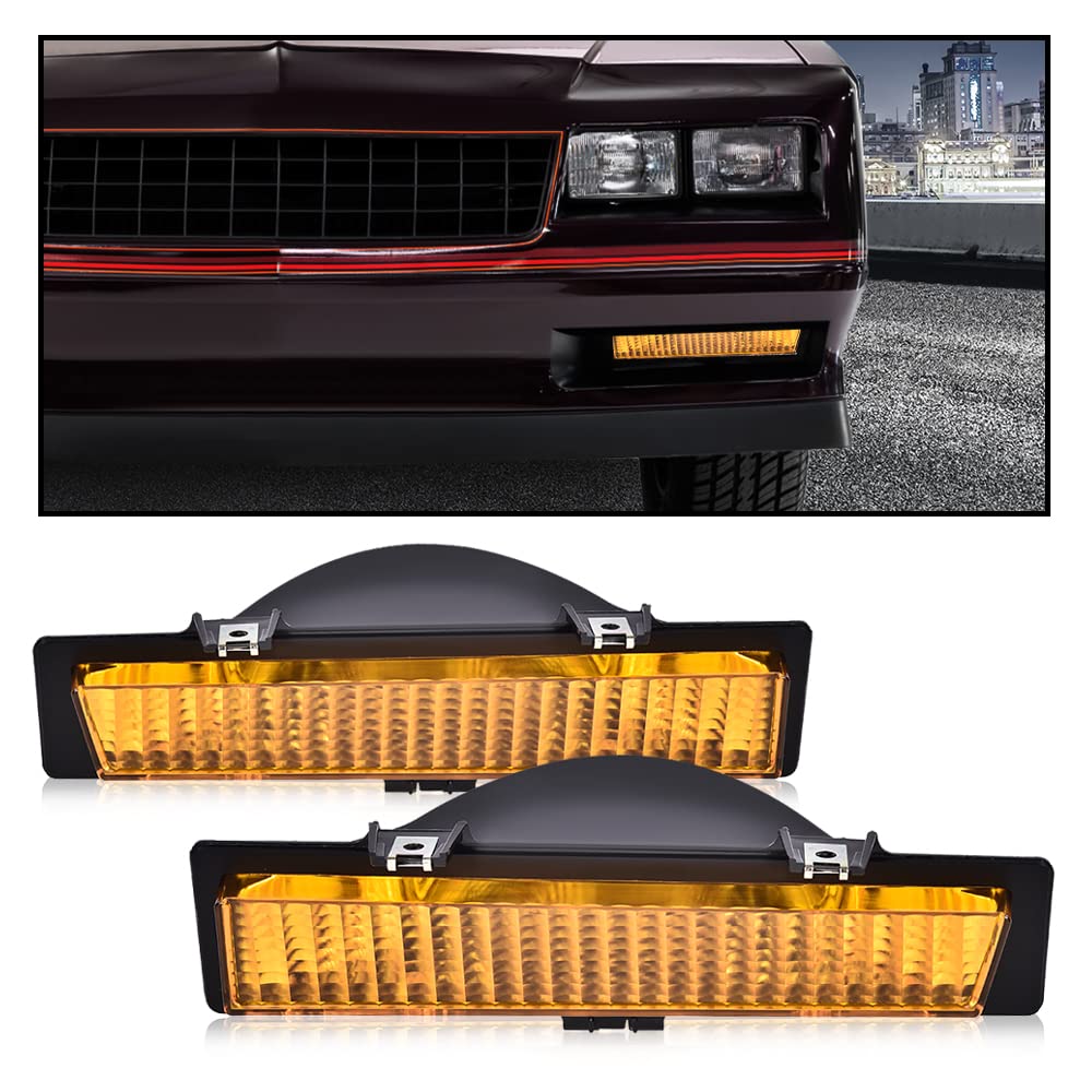 G-PLUS Signal Light Parking Lamps Compatible with Chevy Monte Carlo SS 1983-1988 /Fit Chevy Monte Carlo 81-86 (not fit LS 86-88) Amber lens Driver & Passenger Side 919025 919026 261303TA0A 261353TA0A