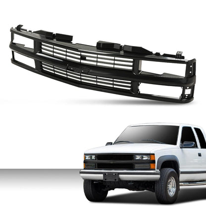 G-PLUS Front Bumper Grille Grill Black Compatible with Chevy Silverado Blazer C/K 1500 2500 3500 Suburban Tahoe 1994-2000 For Models with Composite Headlights 15981092 GM1200239