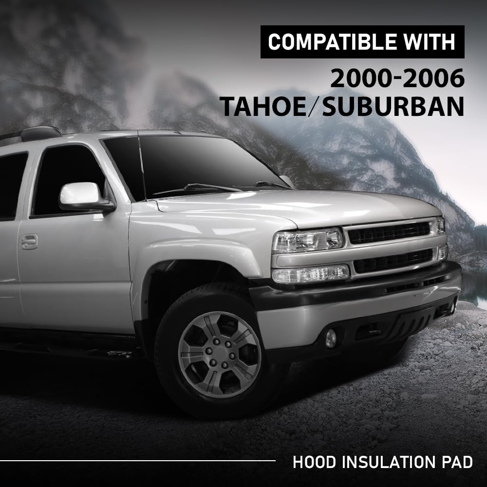 G-PLUS Hood Insulation Pad 1/2" with Clips Compatible with Chevy Tahoe 2000-2006/Fit Chevy Suburban 1500 2500 2000-2006
