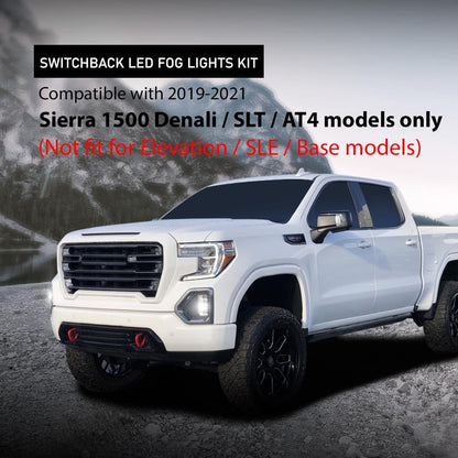 G-PLUS LED Fog Lights w/Switch & Bezel Left and Right Side Compatible with GMC Sierra 1500 Denali/SLT/AT4 models only 2019-2021,Not fit for Elevation/SLE/Base models GM2592331 GM2593331