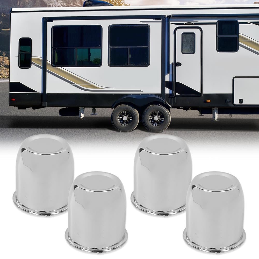 G-PLUS 4pcs Push Through Chrome Wheel Center Caps Fit 3.18" Rims Center Bore Dimensions Only Center Bore Trailer Rim Scratched(Not Fit on OEM Rims)