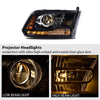 G-PLUS LED Bar Plank Style Headlights Fit for Dodge Ram 1500 2500 3500 2013-2018 Projector Headlamp,Fit Models w/Dual Beam& Quad Beam Models,Clear lens Black Housing Amber Reflector
