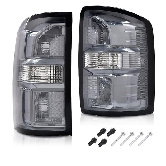 G-PLUS Tail Lights W/obulbs Compatible with GMC Sierra 1500 2014-2018, TAIL IGHTS | FIT GMC Sierra 2500 HD 3500 HD 2015-2019, Smoke Lens Luces Traseras Rear Brake Lamps Assembly