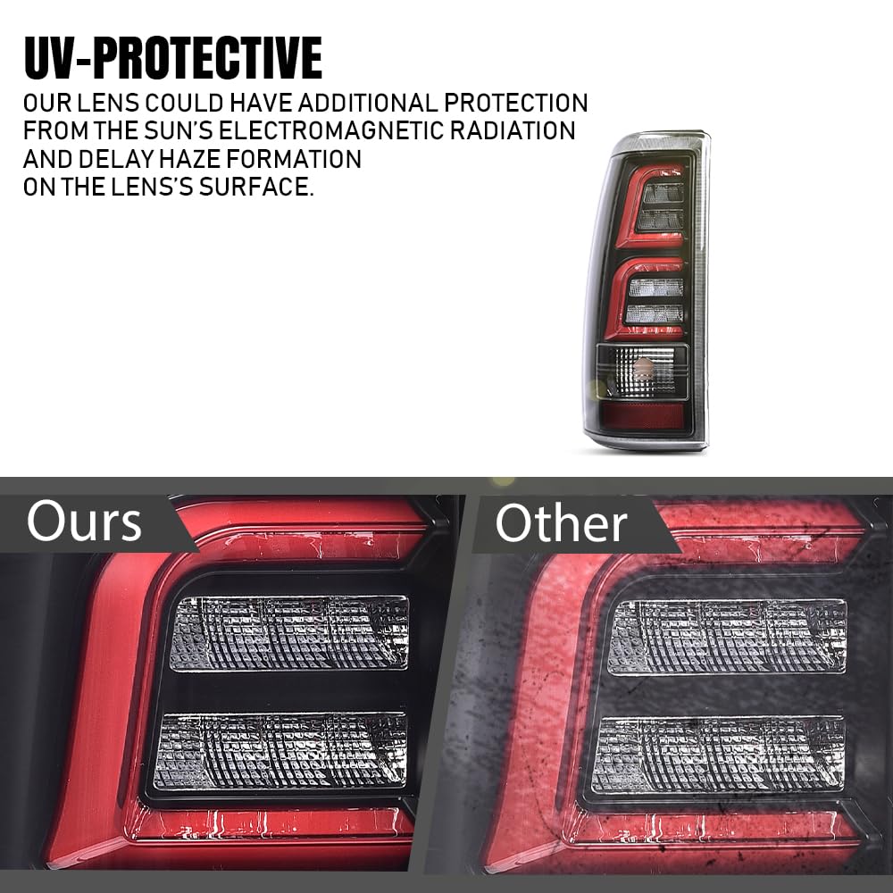 G-PLUS Rear LED Tail Light Assembly Fit Chevy Silverado 1500 2500 99-02 /Fit GMC Sierra 1500 2500 99-06,Driver & Passenger Brake Lamps,Clear/Black w/Red light Bar Luces Traseras Faros Traseros