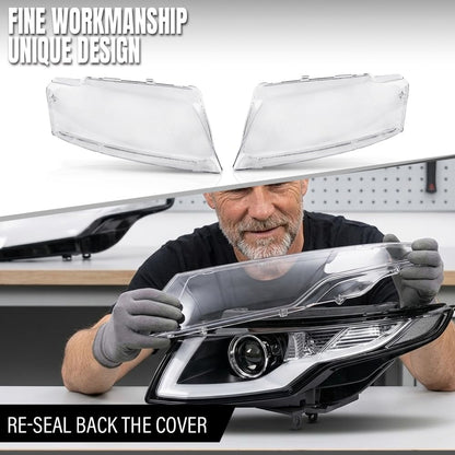 G-PLUS Headlight Lens Cover Compatible with Audi A8 D3 2005-2010 Left & Right Pair Front Headlamp Lens Cover Clear