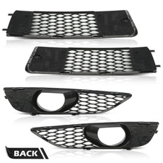 G-PLUS Fog Light Grille Cover for Audi A4 B8 2008-2012 Glossy Black Additional Angle