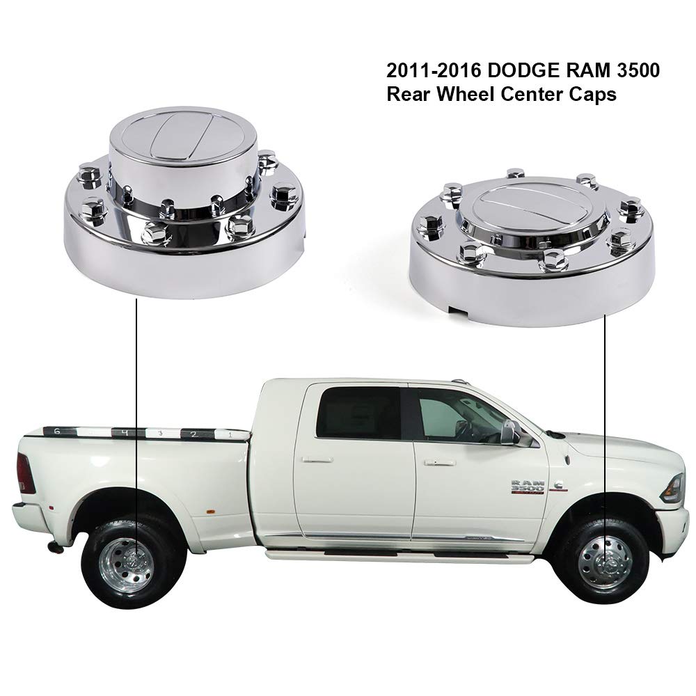 G-PLUS 4PCS 1-TON Dually Alcoa Alloy Wheel Center Caps Front & Rear Wheel Center Caps Compatible with Dodge Ram 3500 2011-2016