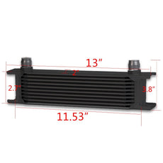 G-PLUS 10 Row Oil Cooler for Universal AN10-10AN Aluminum Silver Front View
