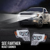G-PLUS LED Tube Dual Projector Headlights Assembly, Fit for 2009-2014 Ford F150(Only Fit LED) Bumper Headlamps Smoky Lens Chrome Housing Amber Reflector,faros delanteros