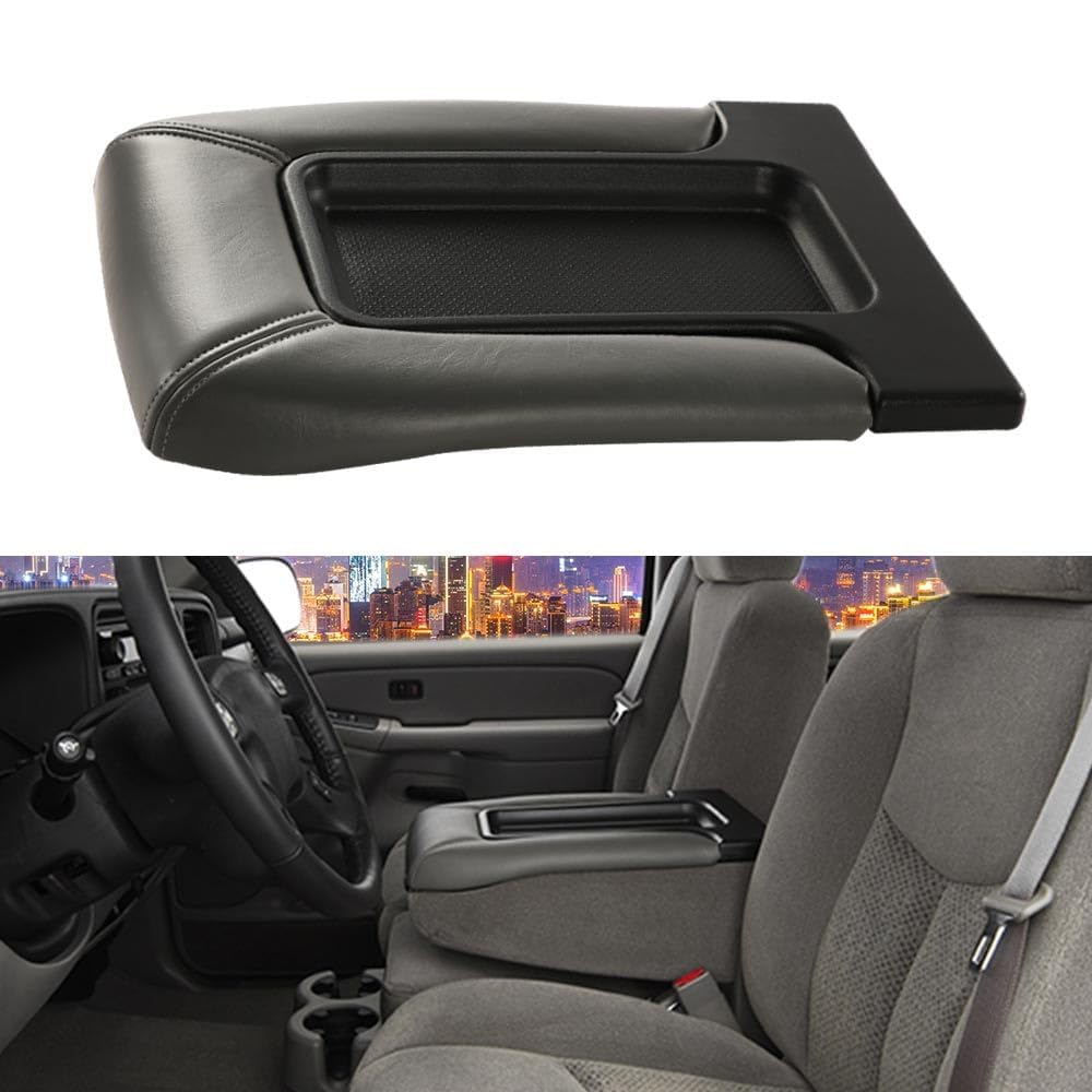G-PLUS Center Console Lid Replacement Kit Grey Compatible with GMC Sierra Yukon Chevy Silverado Avalanche Suburban Tahoe 1999-2007 Armrest Lid 19127364 19127365 19127366