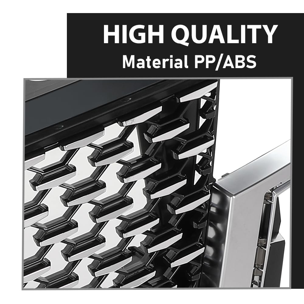 G-PLUS Bumper Grille Front Compatible with Cadillac Escalade 2021-2023 84699839 Chrome Black Plastic