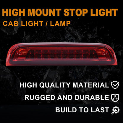 G-PLUS High Mount LED 3rd Brake Light Compatible with 2014-2018 Chevy Silverado GMC Sierra Rear Tail Cargo Lamp Waterproof Chrome Housing Red Lens