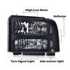 G-PLUS Headlights Fit Ford F250 F350 F450 F550 Super Duty 1999-2004,Not Fit w/Factory Sealed Beam Headlights,Smoky Lens Black Housing Clear ReflectorBumper Headlamps,faros delanteros