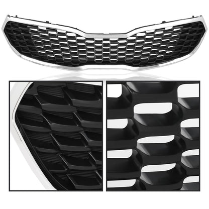 G-PLUS Front Bumper Grill Grille Assembly Chrome Mesh Style Compatible with Kia Forte SX/EX/LX 2014 2015 2016 KI1200156, 86350A7500