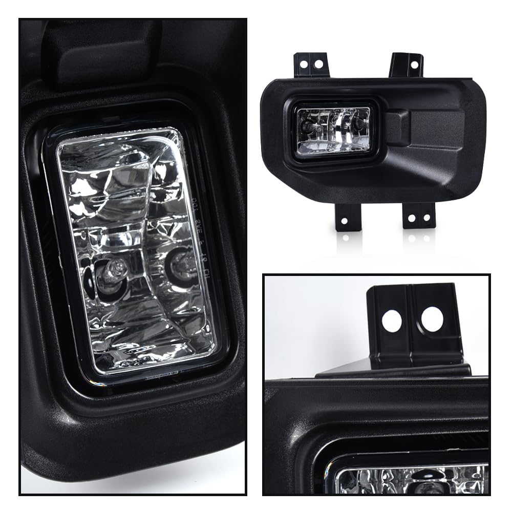 G-PLUS Front Bumper Fog Lights Assembly & Headlights w/o Bulbs Compatible with Ford F150 2015 2016 2017 (White Cover Black Frame White Reflector Headlights + Fog Lamps)