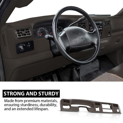 G-PLUS Cluster Radio Dash Trim Bezel Panel w/Hole Compatible with Ford F250 F350 Super Duty 1999-2004 Brown