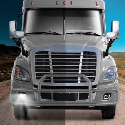 G-PLUS LED Fog Lights Compatible with Freightliner Cascadia 2008-2017 (For Models Without Daytime Running Lights) LH & RH LED Fog Lamps White Light Clear Lens Black Housing