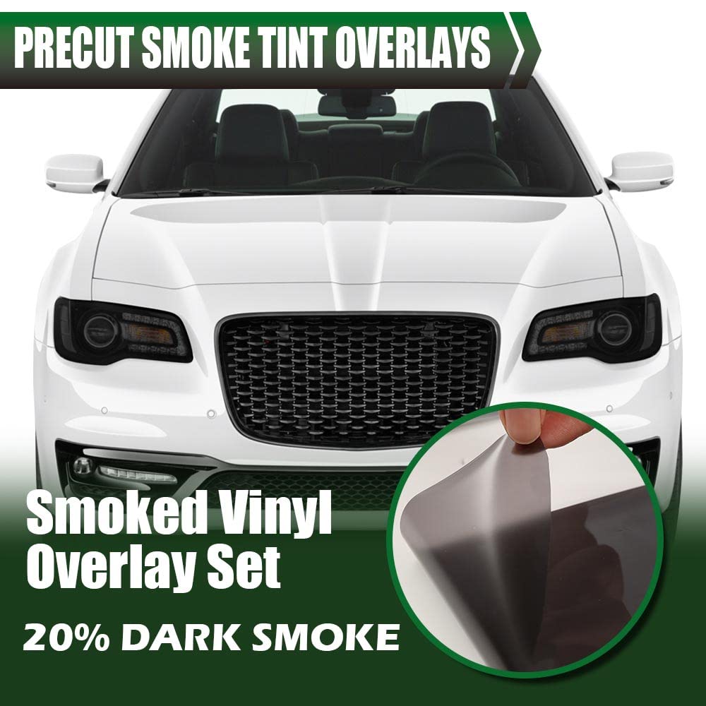 G-PLUS Front Headlight Side Precut Smoke Tint Compatible with 2011-2020 Chrysler 300 300C