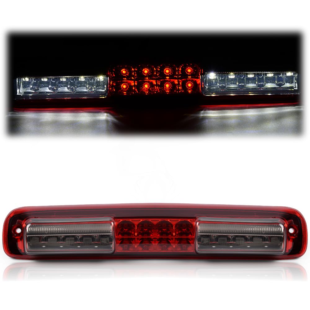 G-PLUS LED Third Brake Light Compatible With 1999-2006 Chevy Silverado GMC Sierra 1500 2500HD 3500,3RD Cargo LED Tail Lamps Chrome Housing Red & Smoky Lens