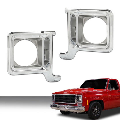 G-PLUS Headlight Trim Bezel Headlight Door Chrome Silver Compatible with Chevy Blazer GMC Jimmy 1973-1978 GM2513134, GM2512134, 376628, 376627 Driver & Passenger Pair