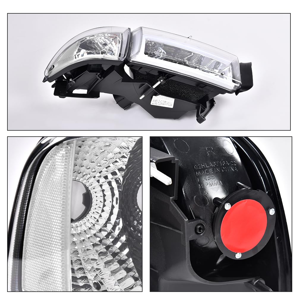 G-PLUS LED Light Strip Headlights w/o Bulbs Fit Dodge Ram 1500 1994-2001/Dodge Ram 2500 3500 1994-2002 w/o Bulbs Clear Lens Chrome Housing Clear Reflector Bumper Headlamps,faros delanteros Assembly